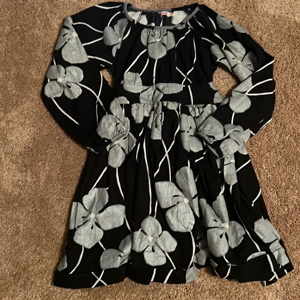 Black with silver and white flowers dress by kit+lili